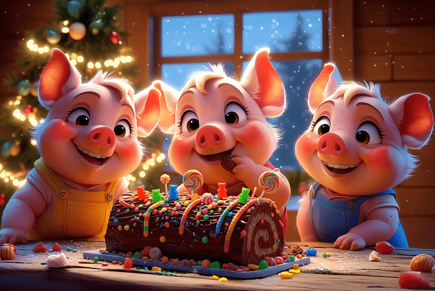 Conte de Noël des trois petits cochons