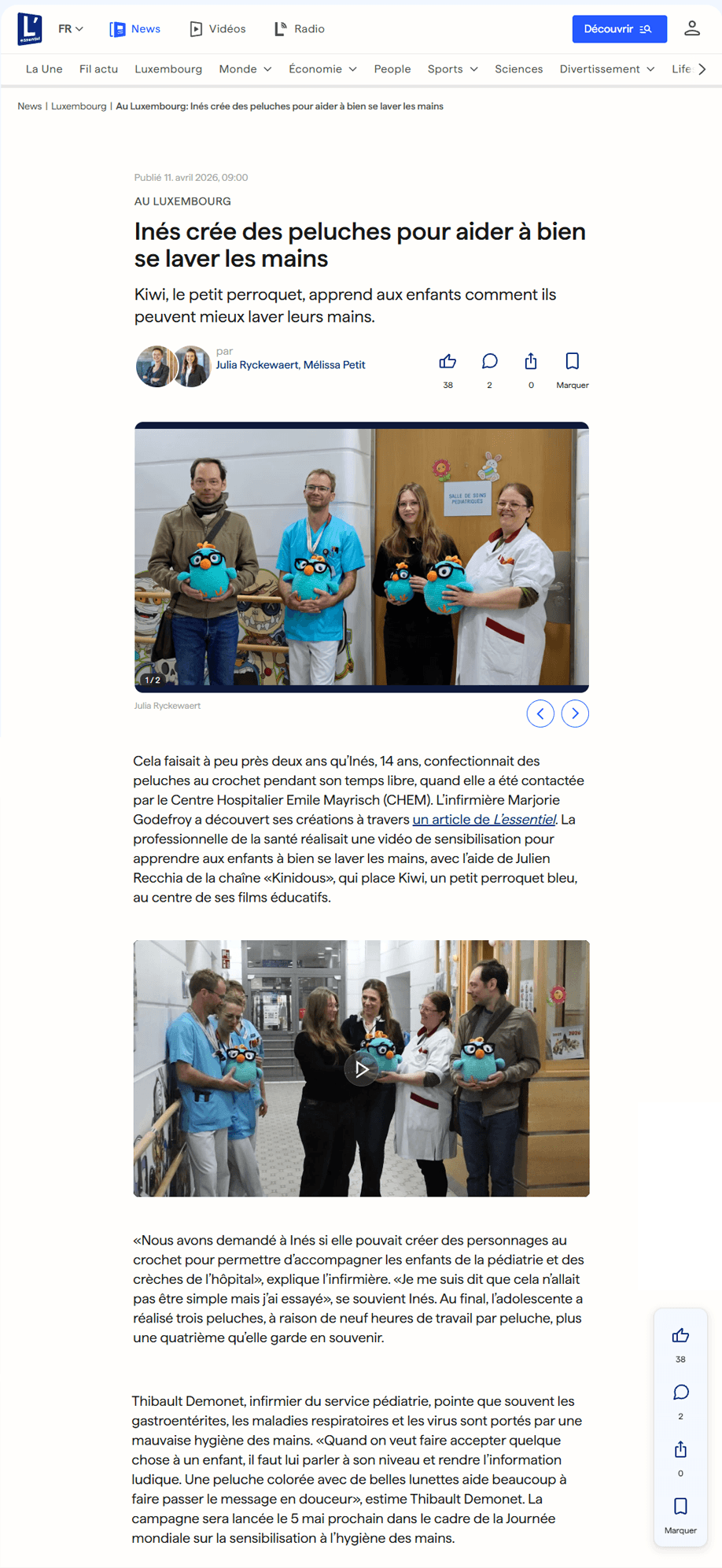 kiwi croque la vie - Kinidous article presse Lessentiel